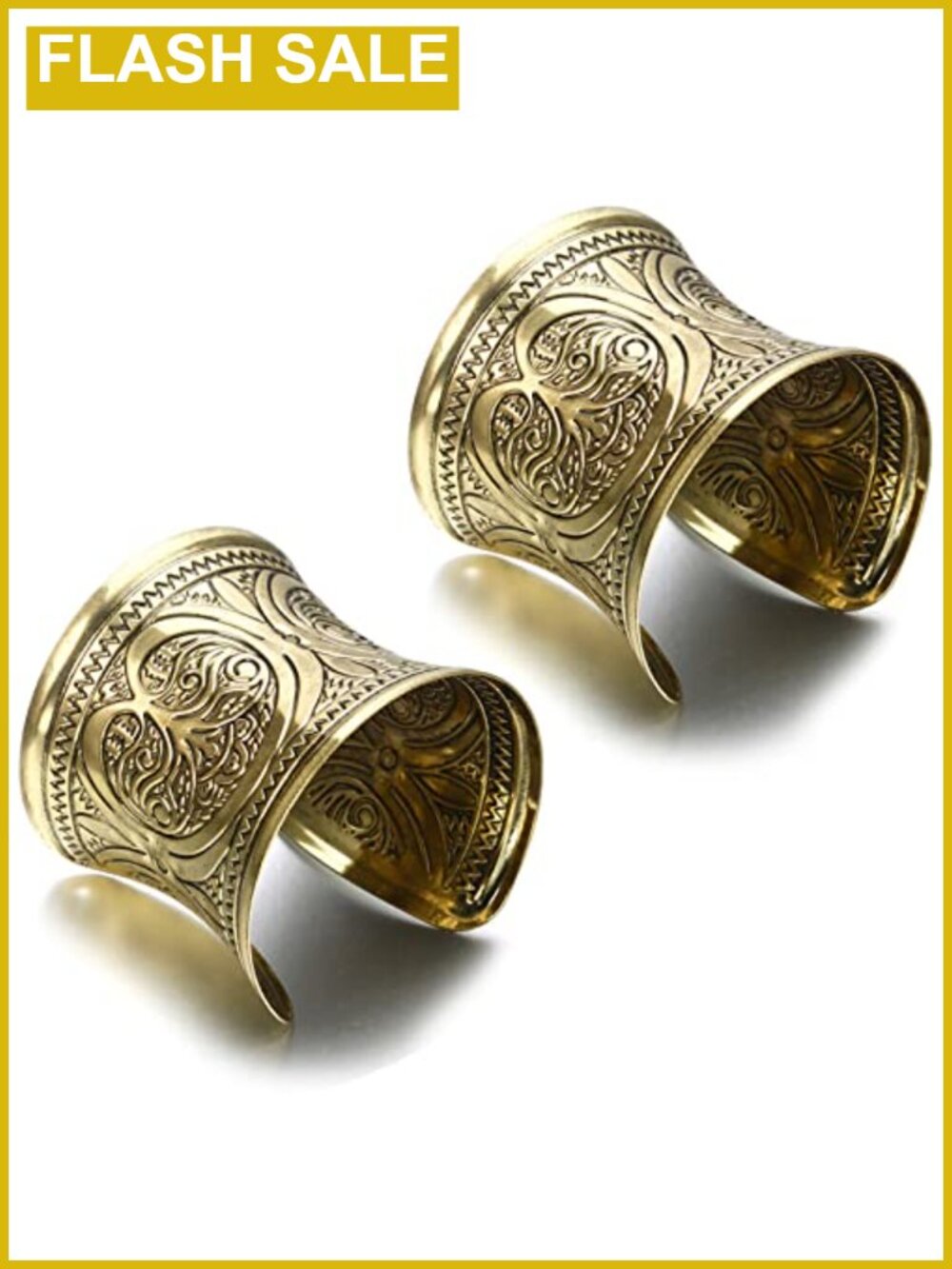 Vintage Ethnic Cuff Bracelets Set of 2, Zinc Alloy Open Cuff Bangle, Adjustable
